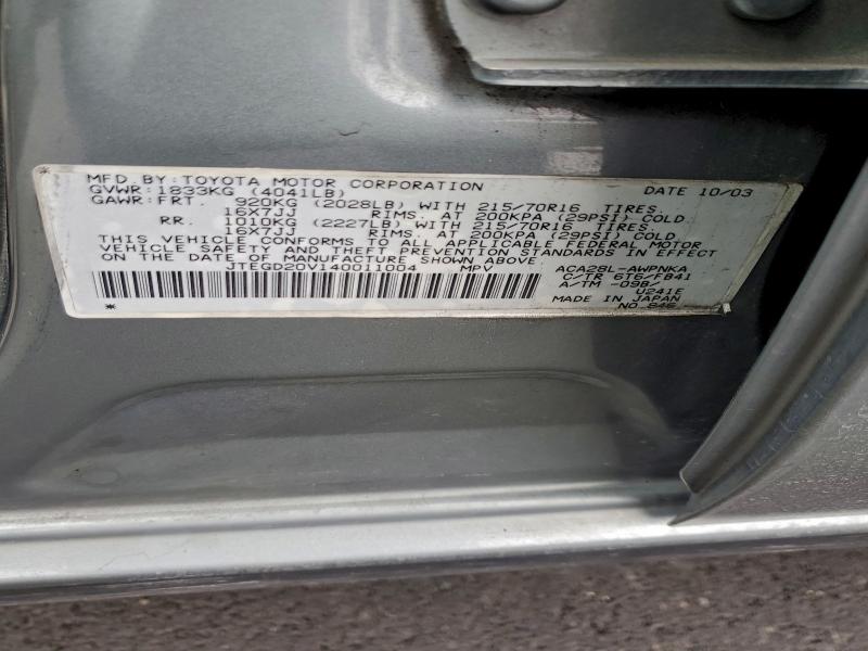 Photo 14 from auction – 2004 TOYOTA RAV4 with VIN JTEGD20V140011004