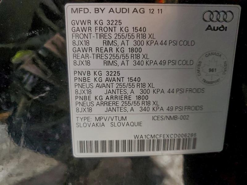 Photo 14 from auction – 2012 AUDI Q7 PREMIUM with VIN WA1CMCFEXCD006286
