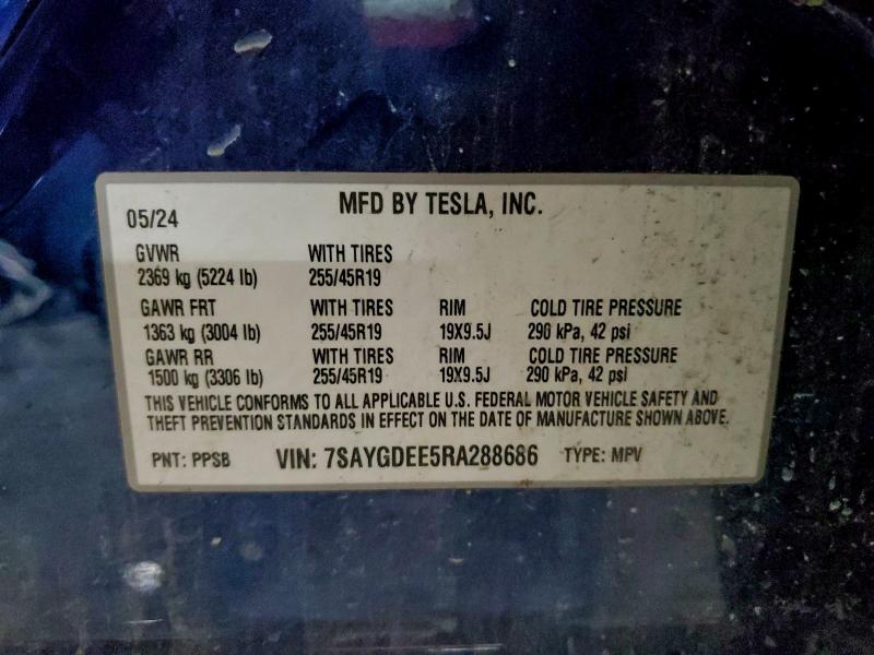 Photo 14 from auction – 2024 TESLA MODEL Y with VIN 7SAYGDEE5RA288686