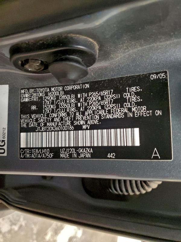 Photo 14 from auction – 2006 LEXUS GX 470 with VIN JTJBT20X360100186