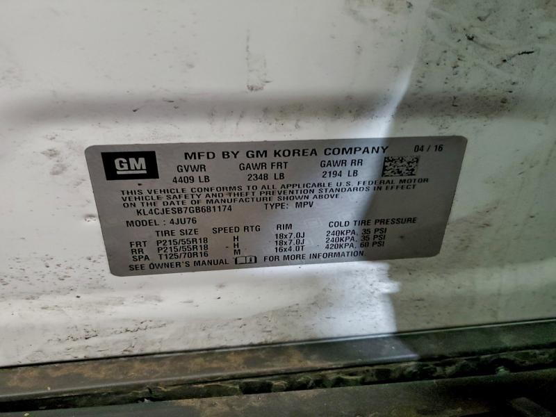 Photo 14 from auction – 2016 BUICK ENCORE with VIN KL4CJESB7GB681174