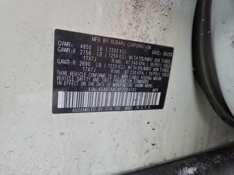 Photo 14 from auction – 2023 SUBARU OUTBACK with VIN 4S4BTAAC8P3204791