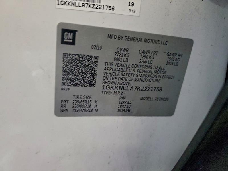 Photo 14 from auction – 2019 GMC ACADIA SLE with VIN 1GKKNLLA7KZ221758
