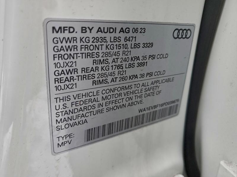 Photo 14 from auction – 2023 AUDI Q8 PREMIUM with VIN WA1EVBF16PD039675