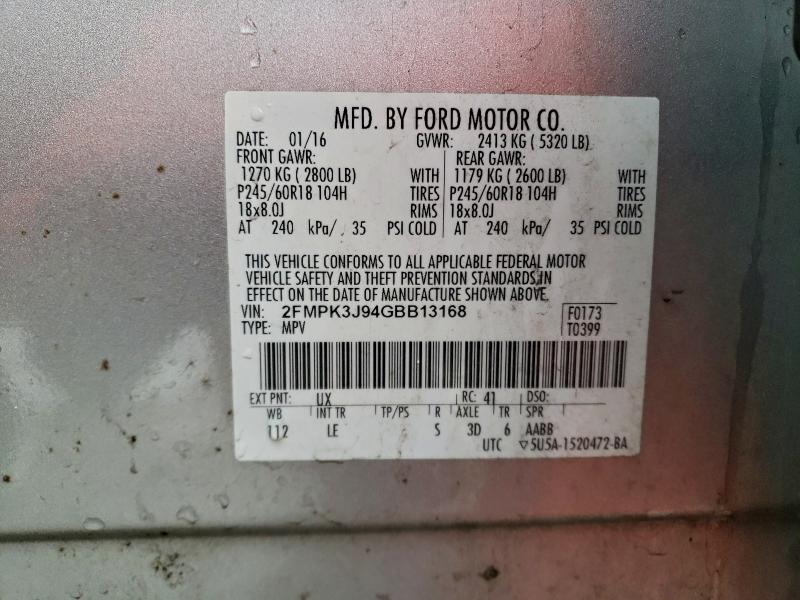Photo 14 from auction – 2016 FORD EDGE with VIN 2FMPK3J94GBB13168