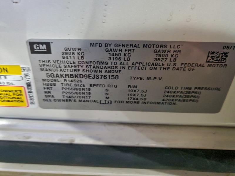 Photo 14 from auction – 2014 BUICK ENCLAVE with VIN 5GAKRBKD9EJ376158