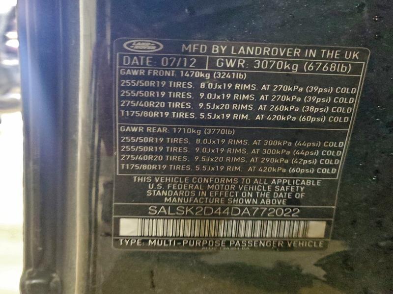 Photo 14 from auction – 2013 LAND ROVER RANGE ROVER SPORT with VIN SALSK2D44DA772022