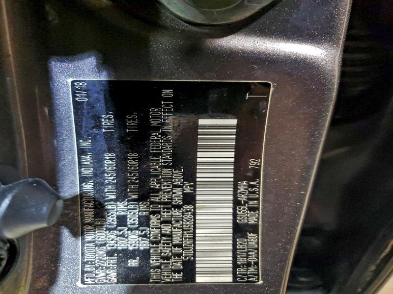 Photo 14 from auction – 2018 TOYOTA HIGHLANDER with VIN 5TDJZRFH1JS828438