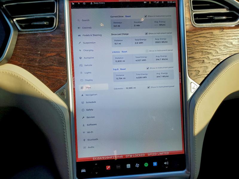 Photo 9 from auction – 2017 TESLA MODEL S with VIN 5YJSA1E29HF232146