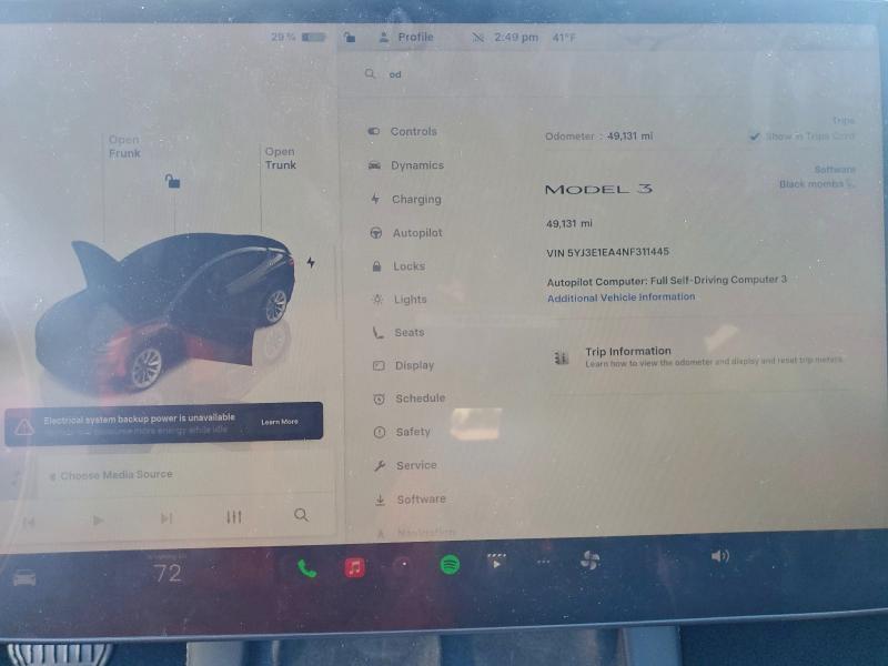 Photo 9 from auction – 2022 TESLA MODEL 3 with VIN 5YJ3E1EA4NF311445