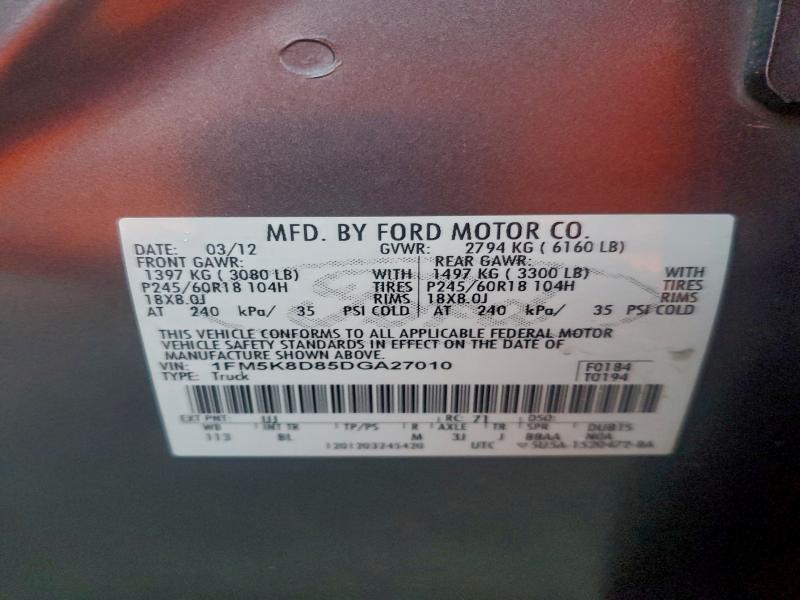 Photo 14 from auction – 2013 FORD EXPLORER X with VIN 1FM5K8D85DGA27010