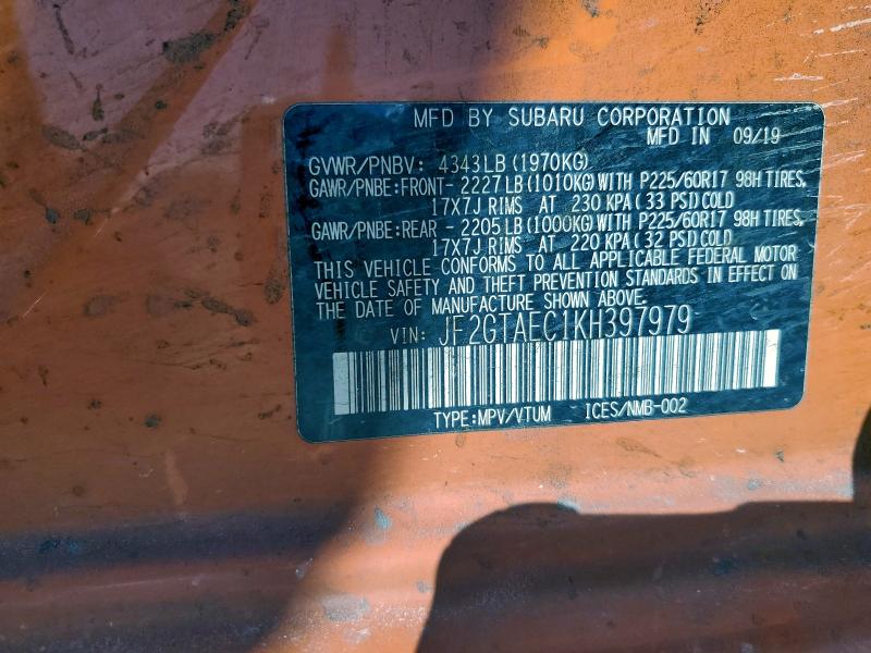 Photo 14 from auction – 2019 SUBARU CROSSTREK with VIN JF2GTAEC1KH397979