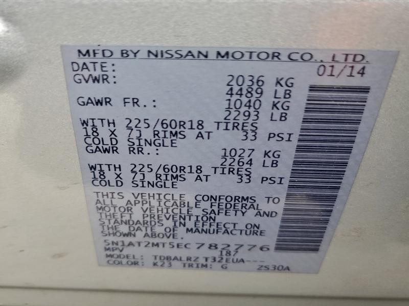 Photo 14 from auction – 2014 NISSAN ROGUE S with VIN 5N1AT2MT5EC782776