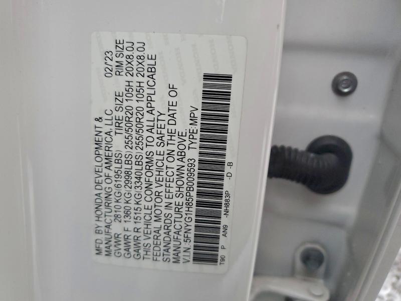 Photo 14 from auction – 2023 HONDA PILOT ELIT with VIN 5FNYG1H85PB009593