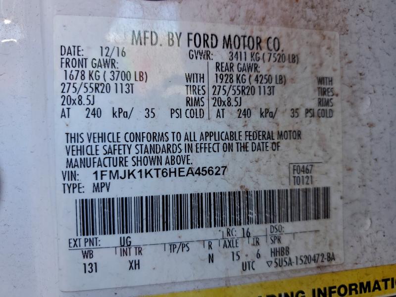 Photo 14 from auction – 2017 FORD EXPEDITION with VIN 1FMJK1KT6HEA45627