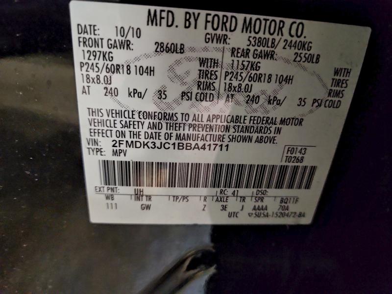 Photo 14 from auction – 2011 FORD EDGE SEL with VIN 2FMDK3JC1BBA41711