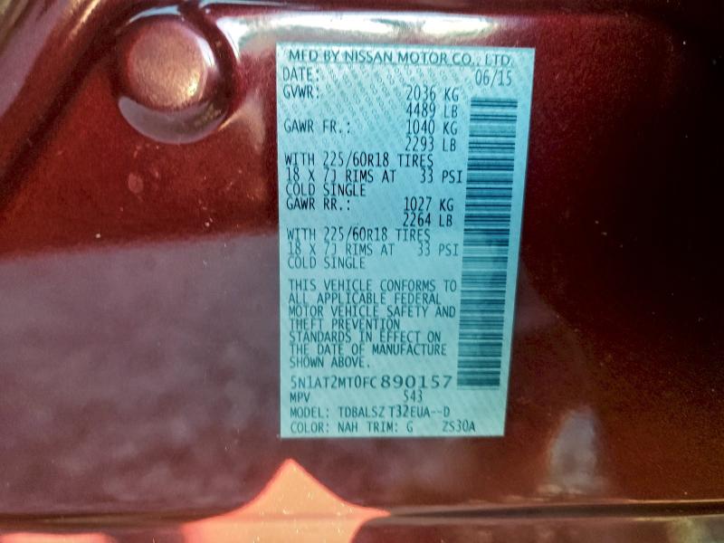 Photo 14 from auction – 2015 NISSAN ROGUE S with VIN 5N1AT2MT0FC890157