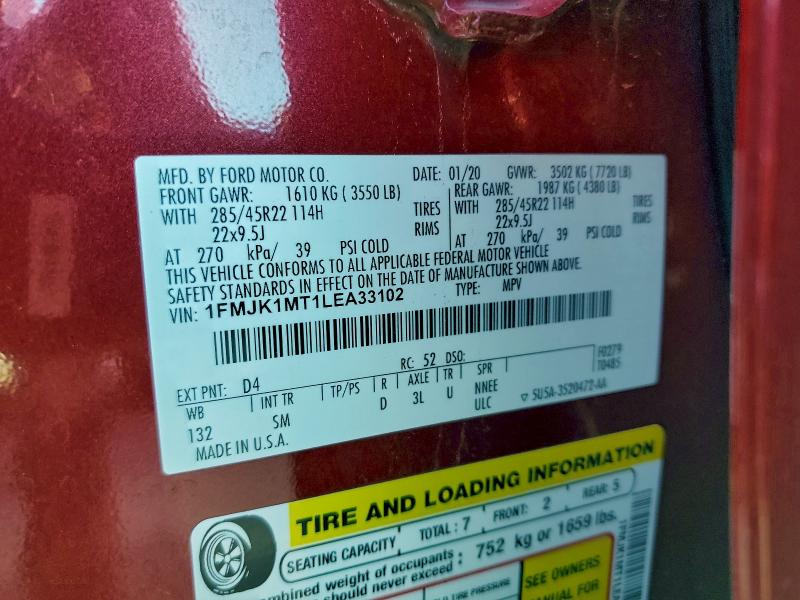 Photo 14 from auction – 2020 FORD EXPEDITION with VIN 1FMJK1MT1LEA33102