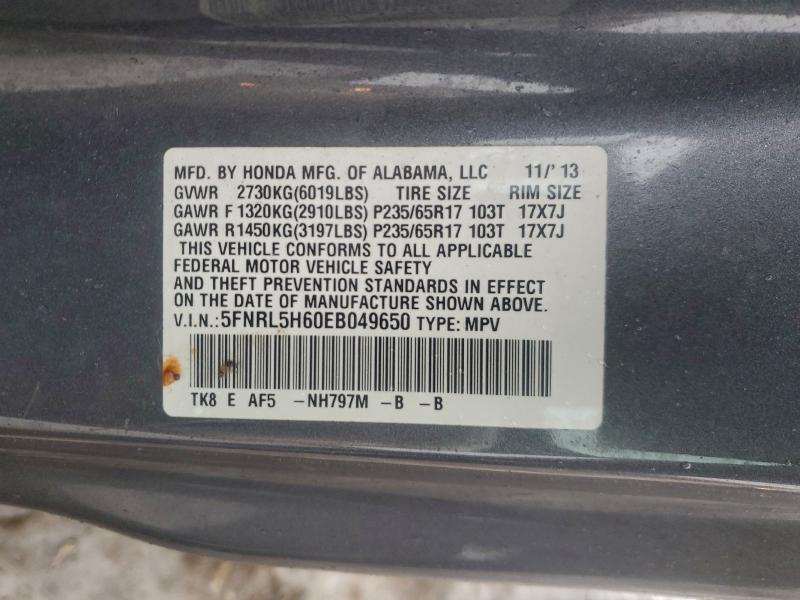 Photo 14 from auction – 2014 HONDA ODYSSEY EX with VIN 5FNRL5H60EB049650
