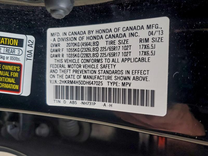 Photo 14 from auction – 2013 HONDA CR-V with VIN 2HKRM4H50DH647025