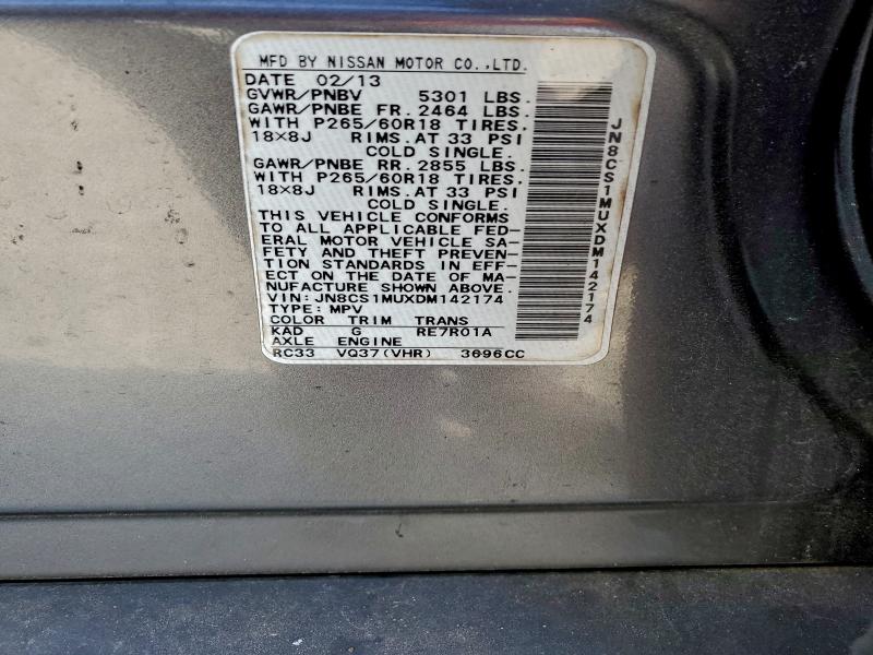 Photo 14 from auction – 2013 INFINITI FX37 with VIN JN8CS1MUXDM142174