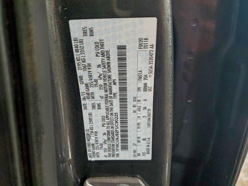 Photo 14 from auction – 2015 FORD ESCAPE TIT with VIN 1FMCU9J92FUC90225