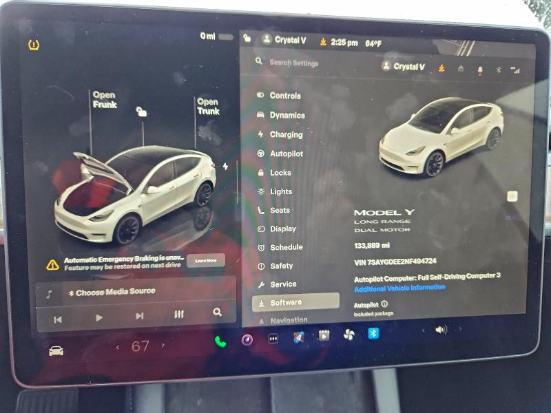 Photo 9 from auction – 2022 TESLA MODEL Y with VIN 7SAYGDEE2NF494724