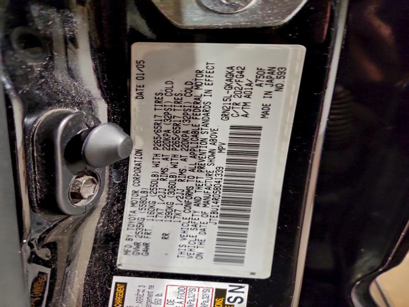 Photo 14 from auction – 2005 TOYOTA 4RUNNER SR with VIN JTEBU14R058041339