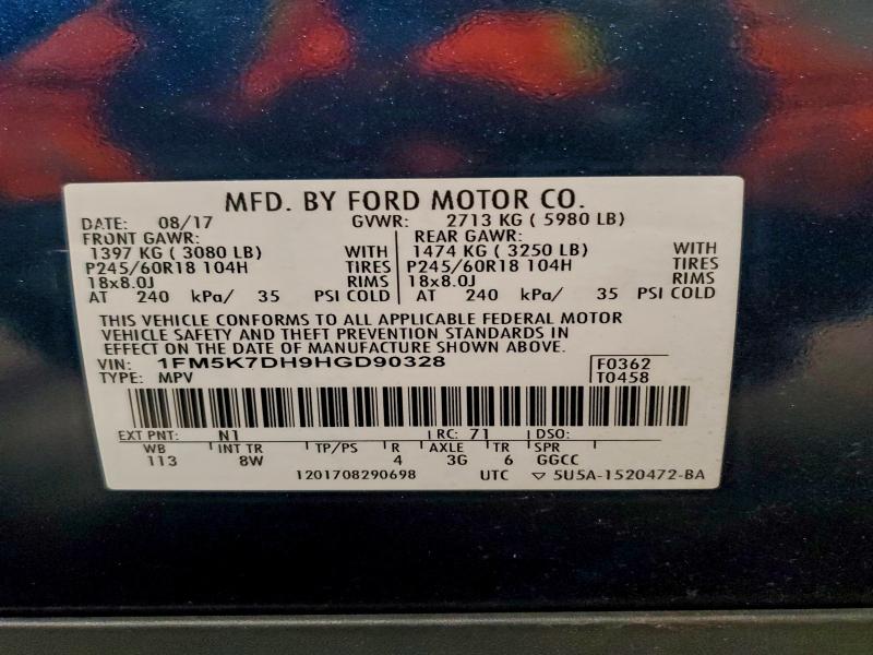 Photo 14 from auction – 2017 FORD EXPLORER X with VIN 1FM5K7DH9HGD90328