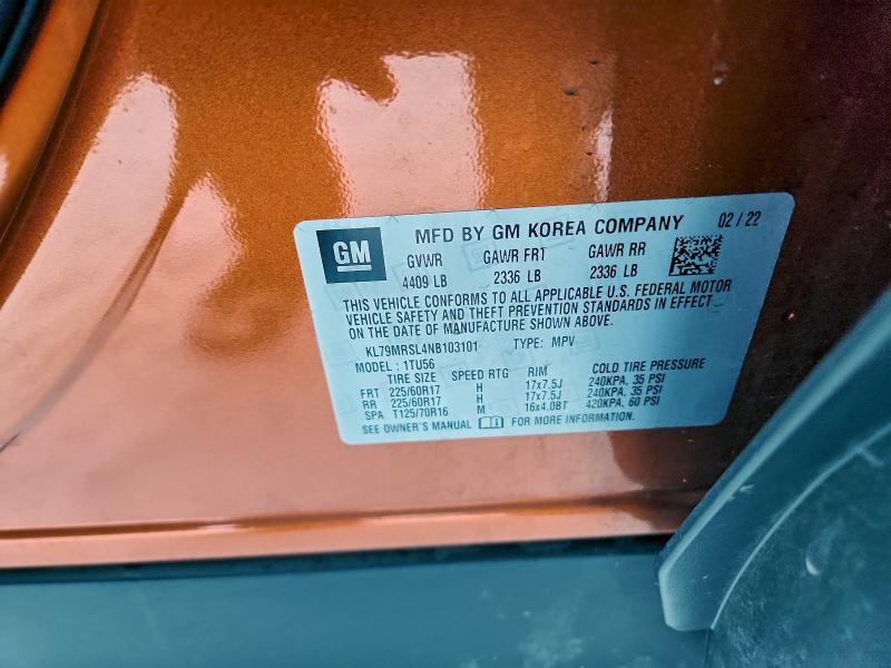 Photo 14 from auction – 2022 CHEVROLET TRAILBLAZE with VIN KL79MRSL4NB103101