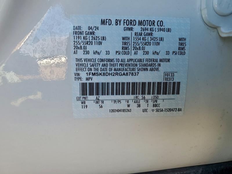 Photo 14 from auction – 2024 FORD EXPLORER X with VIN 1FMSK8DH2RGA87837