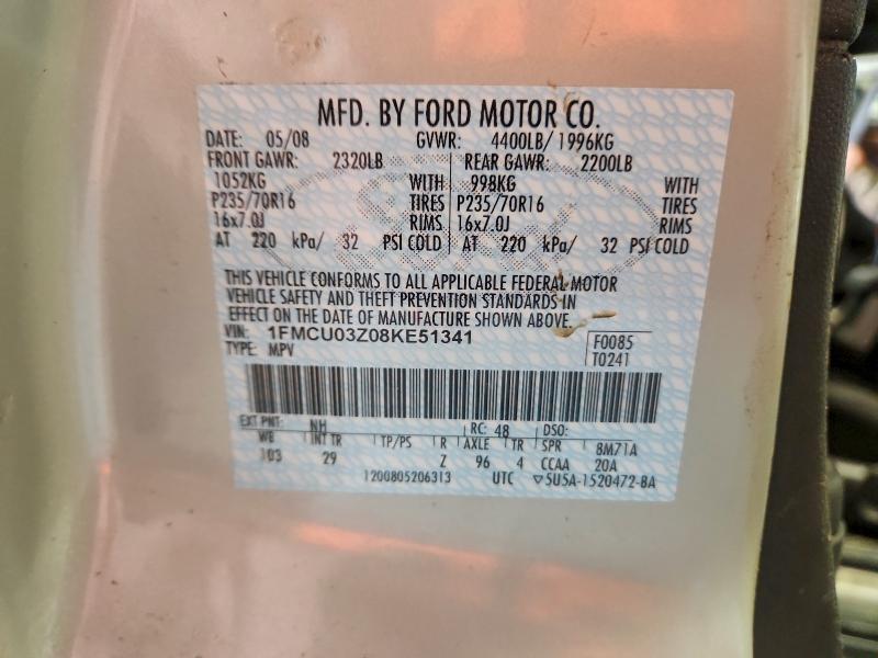 Photo 14 from auction – 2008 FORD ESCAPE XLT with VIN 1FMCU03Z08KE51341