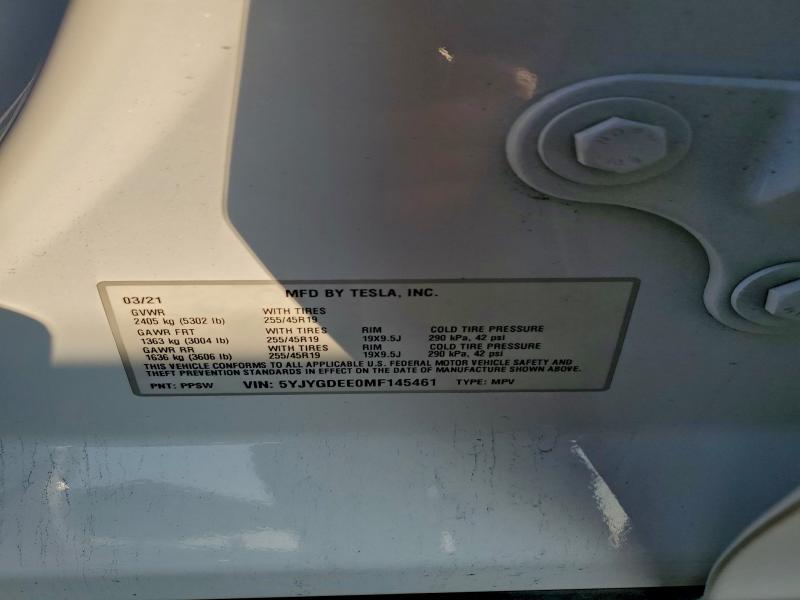Photo 14 from auction – 2021 TESLA MODEL Y with VIN 5YJYGDEE0MF145461