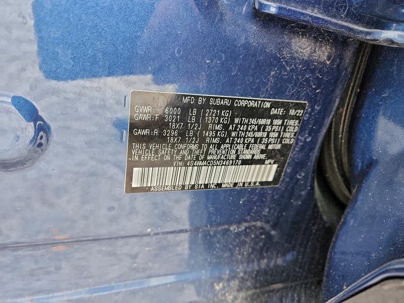 Photo 14 from auction – 2022 SUBARU ASCENT with VIN 4S4WMACD5N3469170