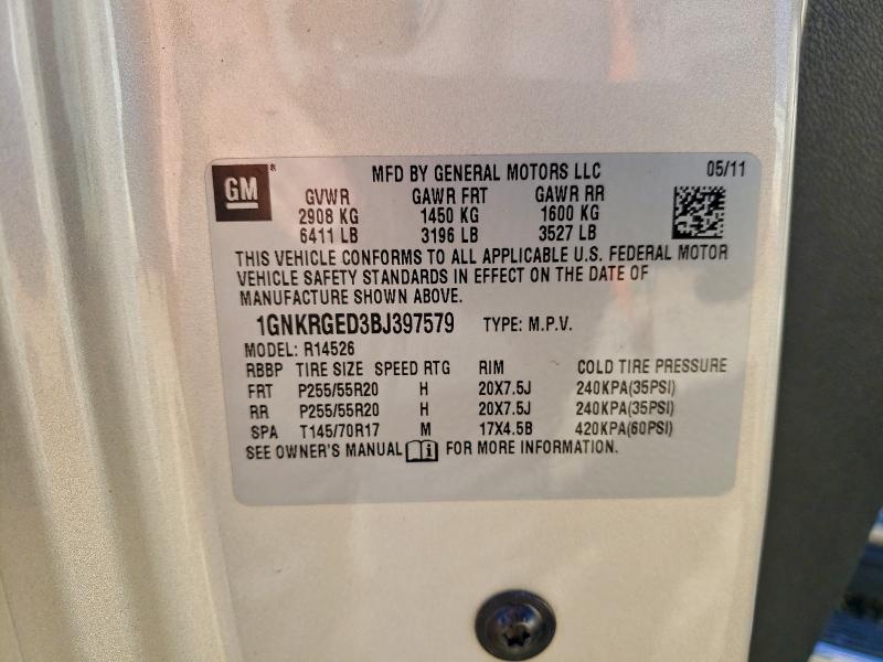 Photo 14 from auction – 2011 CHEVROLET TRAVERSE L with VIN 1GNKRGED3BJ397579