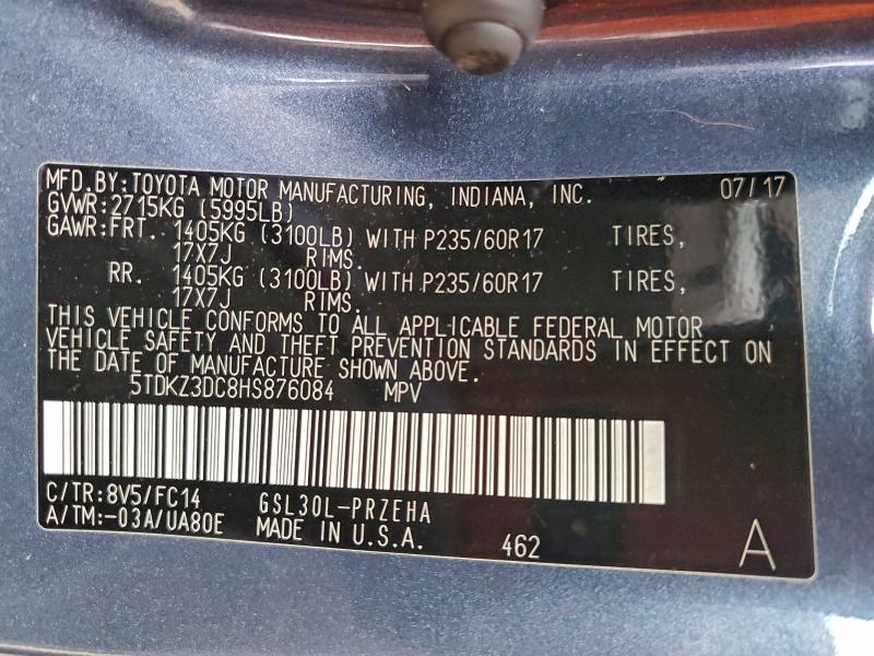 Photo 14 from auction – 2017 TOYOTA SIENNA LE with VIN 5TDKZ3DC8HS876084