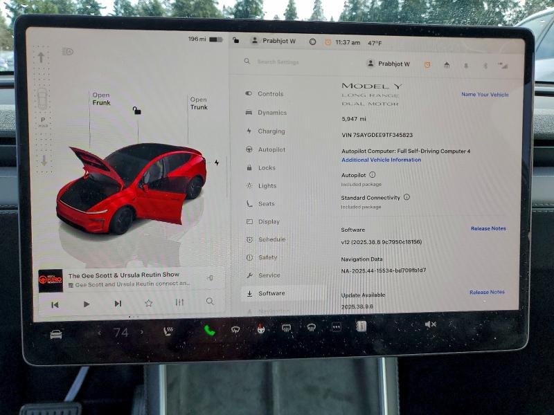 Photo 9 from auction – 2026 TESLA MODEL Y with VIN 7SAYGDEE9TF345823