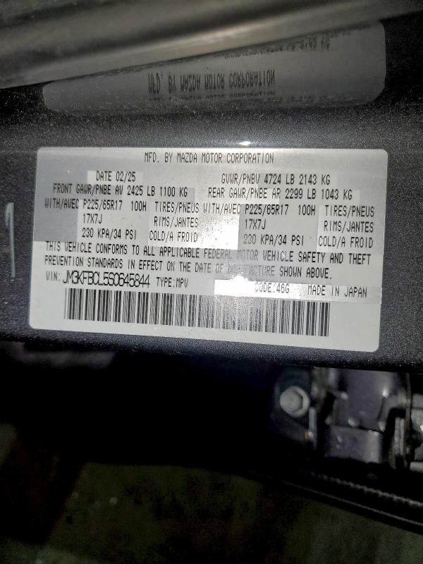 Photo 14 from auction – 2025 MAZDA CX-5 PREFE with VIN JM3KFBCL5S0645844