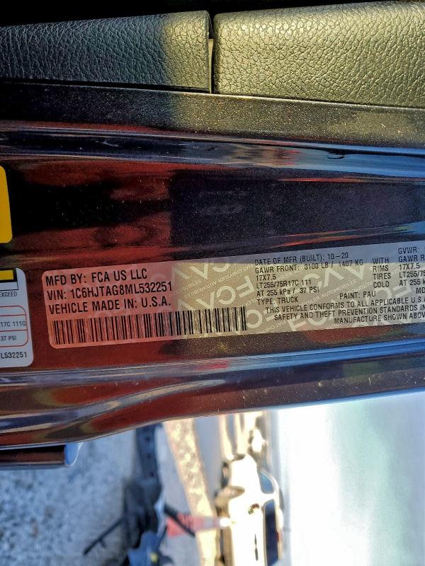 Photo 14 from auction – 2021 JEEP GLADIATOR with VIN 1C6HJTAG8ML532251