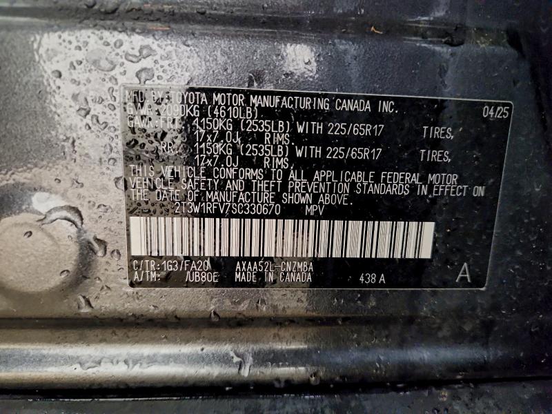 Photo 14 from auction – 2025 TOYOTA RAV4 XLE with VIN 2T3W1RFV7SC330670