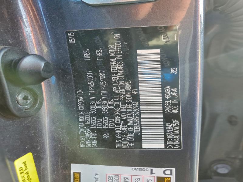 Photo 14 from auction – 2015 TOYOTA 4RUNNER SR with VIN JTEBU5JR5F5260943