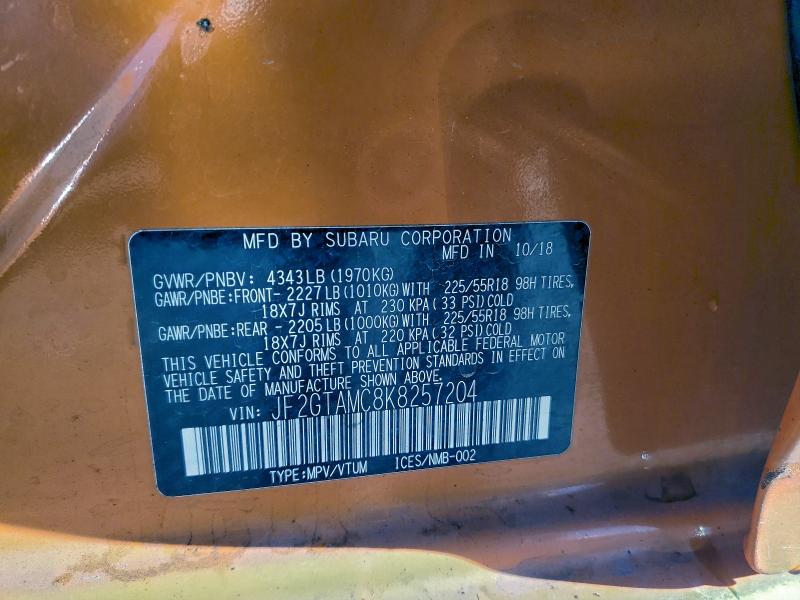 Photo 14 from auction – 2019 SUBARU CROSSTREK with VIN JF2GTAMC8K8257204