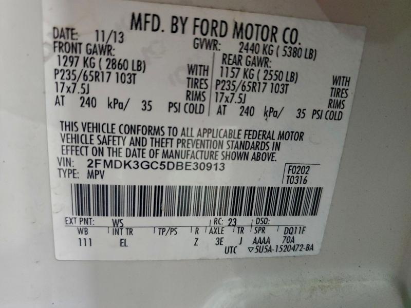 Photo 14 from auction – 2013 FORD EDGE SE with VIN 2FMDK3GC5DBE30913