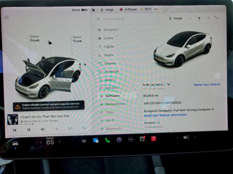 Photo 9 from auction – 2021 TESLA MODEL Y with VIN 5YJYGDED1MF125923
