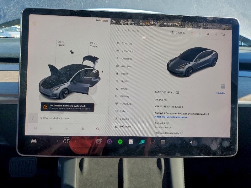 Photo 9 from auction – 2022 TESLA MODEL 3 with VIN 5YJ3E1EA1NF375538
