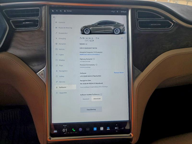 Photo 9 from auction – 2016 TESLA MODEL S with VIN 5YJSA1E28GF145742