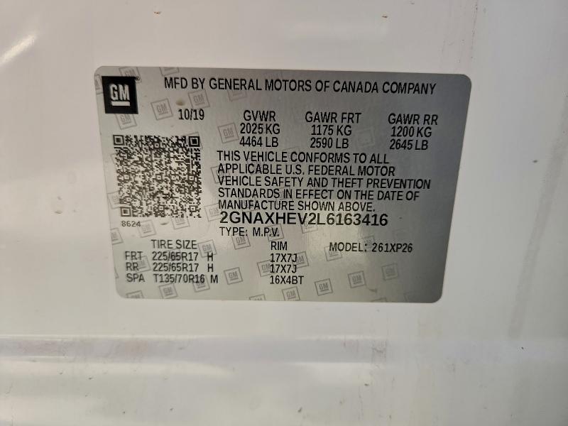Photo 14 from auction – 2020 CHEVROLET EQUINOX LS with VIN 2GNAXHEV2L6163416