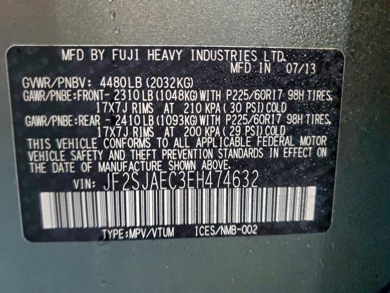 Photo 14 from auction – 2014 SUBARU FORESTER 2 with VIN JF2SJAEC3EH474632