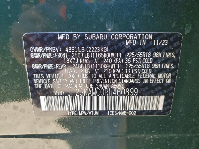 Photo 14 from auction – 2024 SUBARU FORESTER T with VIN JF2SKAMC0RH460899