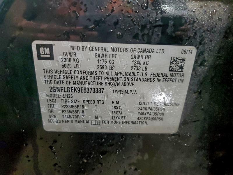 Photo 14 from auction – 2014 CHEVROLET EQUINOX LT with VIN 2GNFLGEK9E6373337